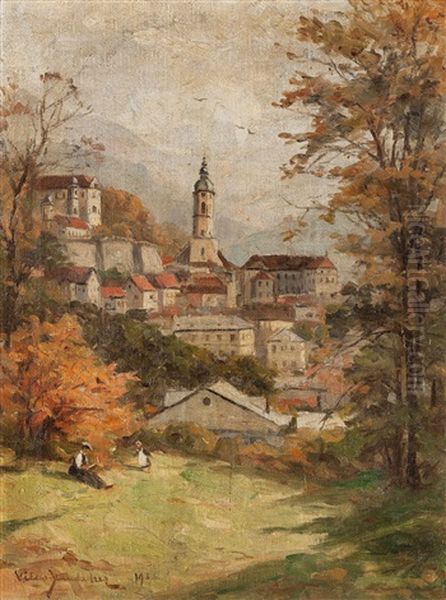 View Of The Stiftskirche In Baden-baden Oil Painting by Vitus Staudacher