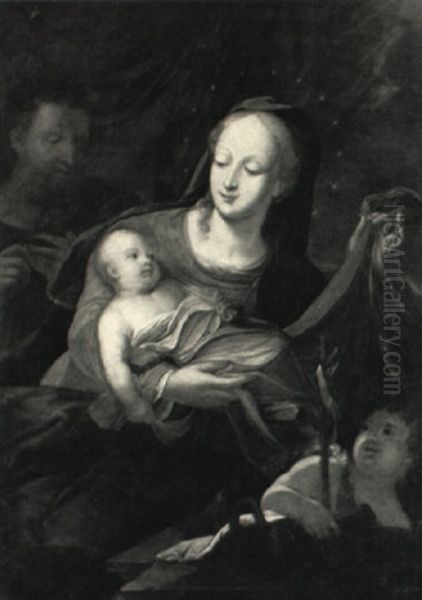 The Holy Family With The Infant Saint John The Baptist Oil Painting by Jakob Karl Stauder