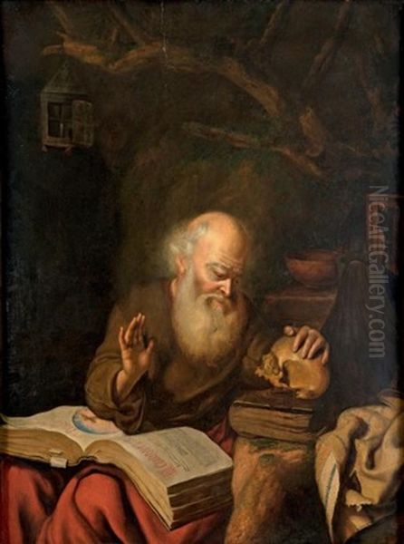 Saint Jerome En Meditation Oil Painting by Jan Adriaensz van Staveren