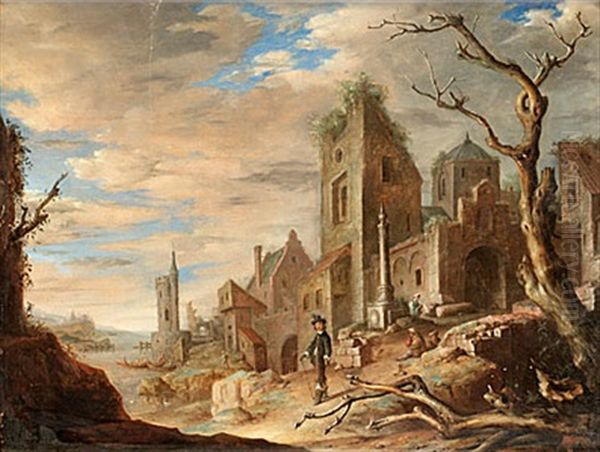 Flanor Och Rastande Utanfor Stadsmuren Oil Painting by Jan Adriaensz van Staveren