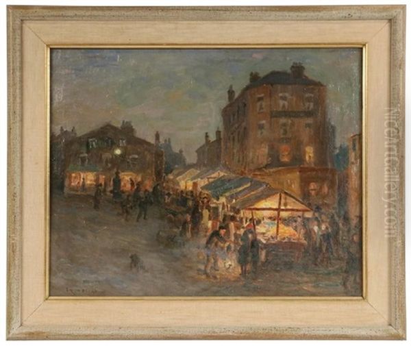 Street Market At Night Oil Painting by Frederick Stead