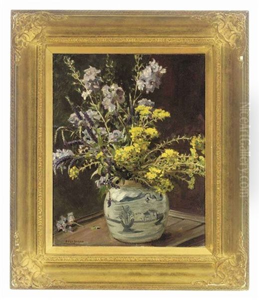 Summer Flowers In A Chinese Vase Oil Painting by Frederick Stead