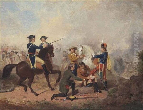 Washington And Lafayette At The Battle Of Brandywine Oil Painting by Junius Brutus Stearns