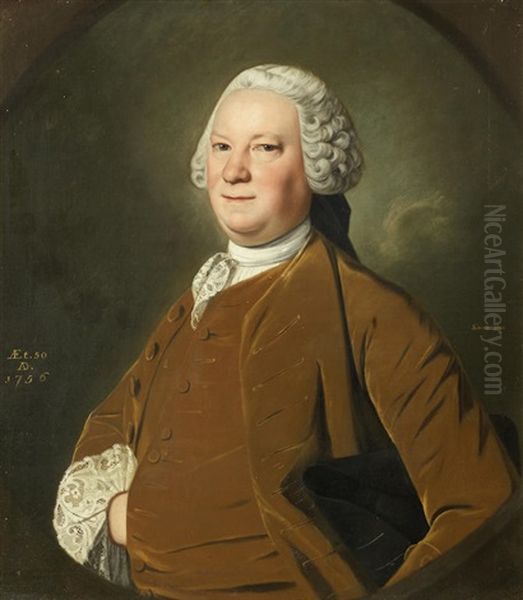 Portrait Of A Gentleman, Half-length, In A Brown Coat Oil Painting by Christopher Steele