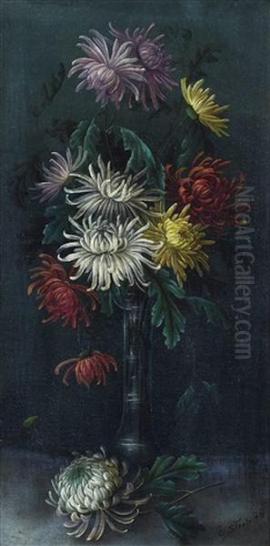 Still Life With Flowers, Two Oil Painting by Edwin Steele