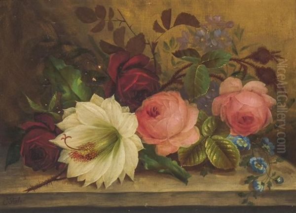 Floral Still Life Oil Painting by Edwin Steele