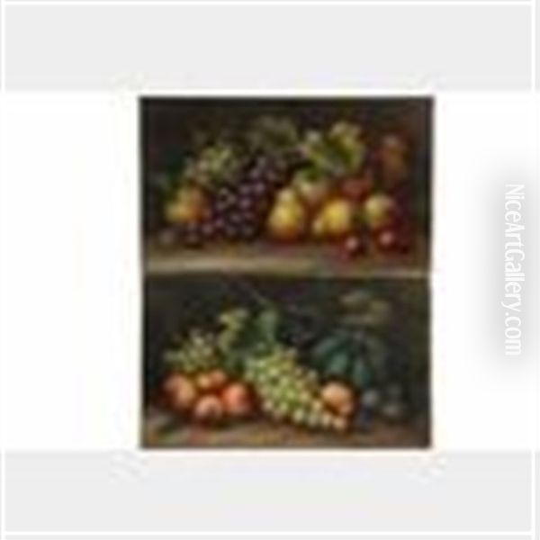 Pair Of Still Lifes With Fruit Oil Painting by Edwin Steele