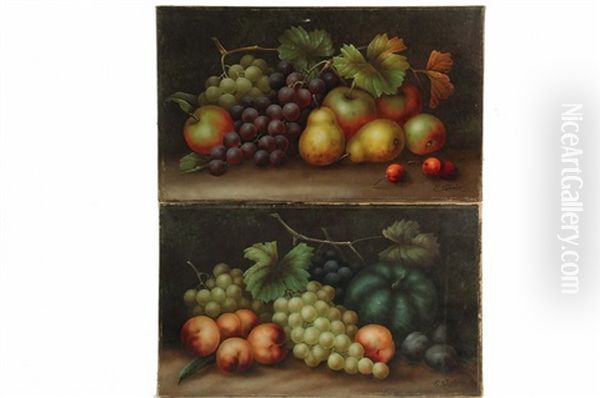 Pair Of Still Lifes With Fruit Oil Painting by Edwin Steele