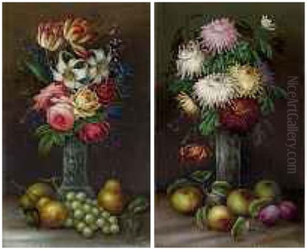 Blumenstillleben (pair) Oil Painting by Edwin Steele