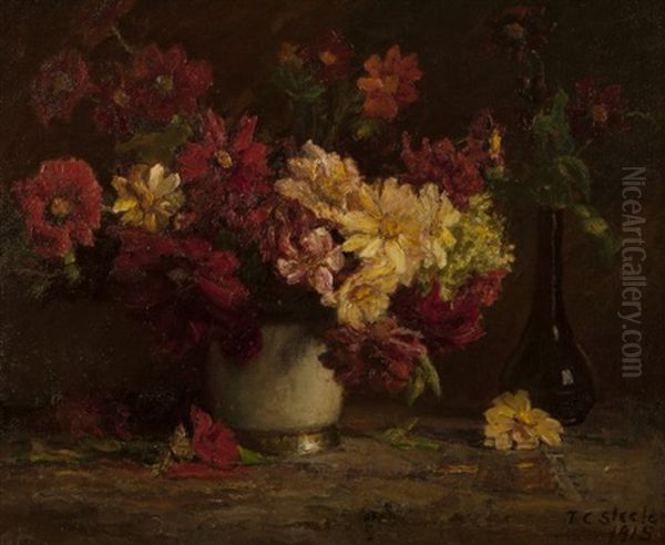 Dahlias Oil Painting by Theodore Clement Steele