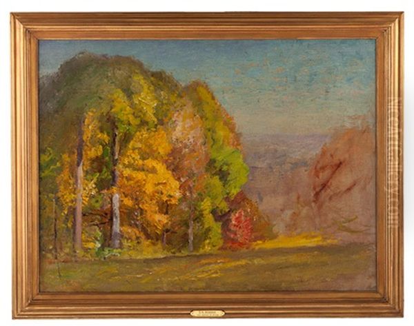 Fall Landscape Oil Painting by Theodore Clement Steele