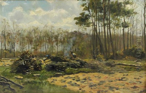 The Wood Cutters Oil Painting by Willem Steelink