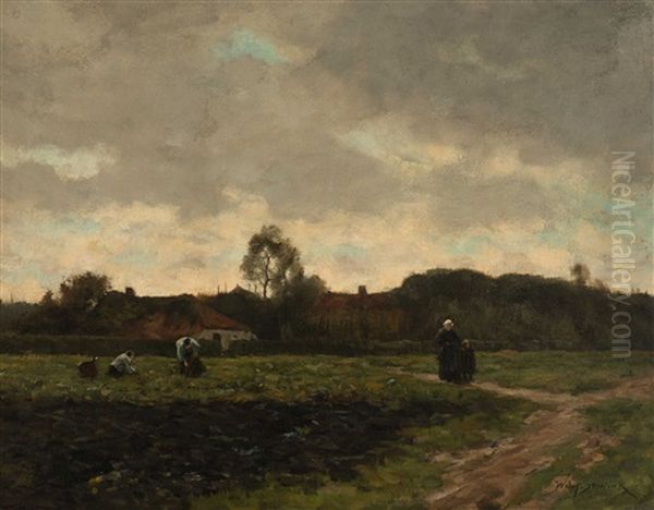 Op Het Land, Scherpenzeel Oil Painting by Willem Steelink