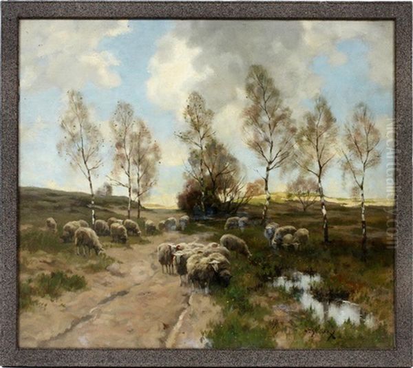 Sheep In A Landscape Oil Painting by Willem Steelink