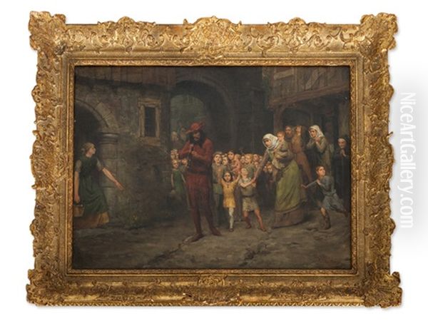 Pied Piper Of Hamelin Oil Painting by Willem Steelink