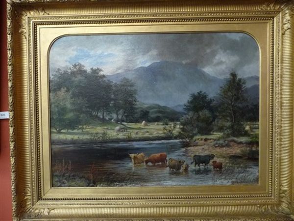 Summer River Landscape In The Highlands Oil Painting by David George Steell