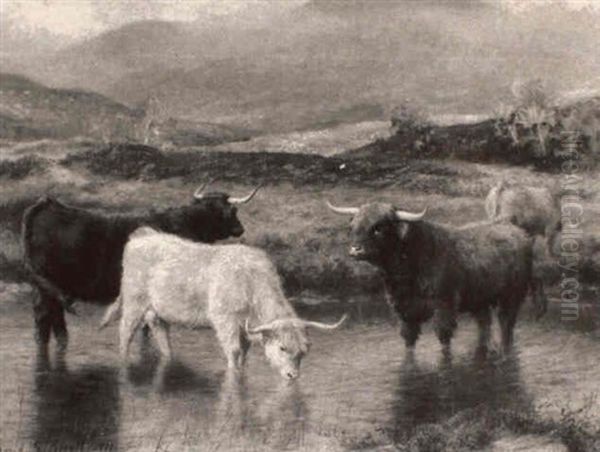 Highland Cattle, Glen Dochart Oil Painting by David George Steell