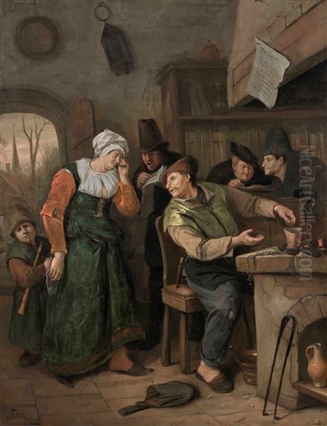 Burns At The Plough Oil Painting by Jan Steen