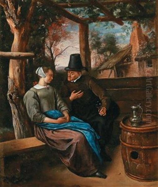 A Suitor With A Young Woman Oil Painting by Jan Steen