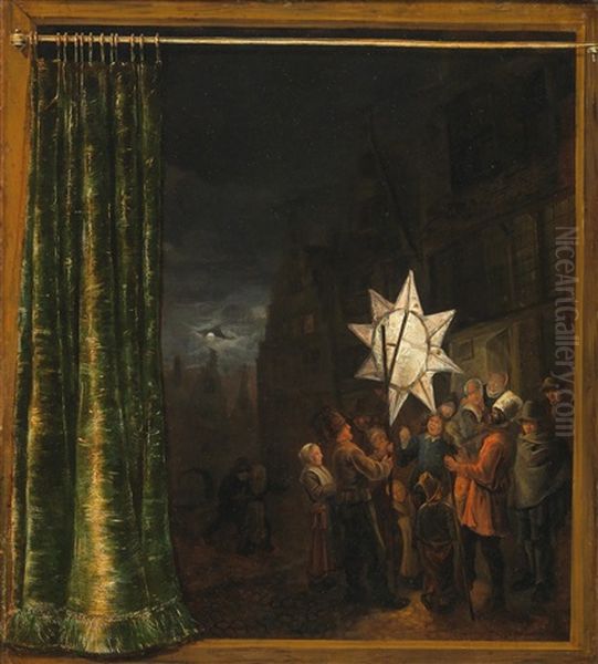 View From A Window Of A Group Of Carolers by Jan Steen