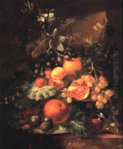 A Still Life With Fruit Oil Painting by Albertus Steenbergen