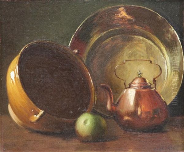 Still Life With Pots And Pans Oil Painting by Gerard L. Steenks