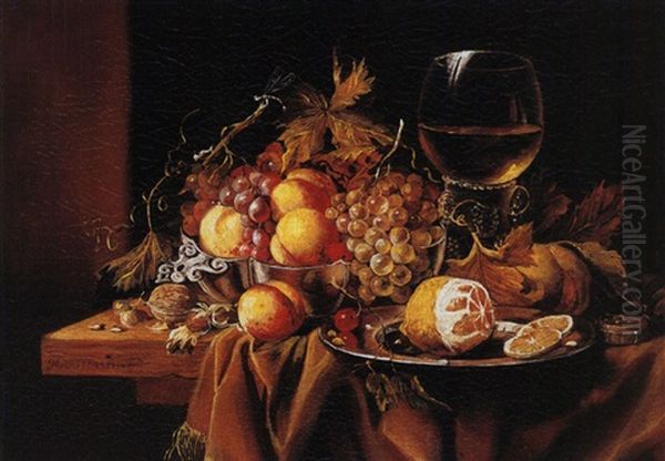 Fruchtestillleben Mit Romer Oil Painting by Hendrik Van Steenwijk