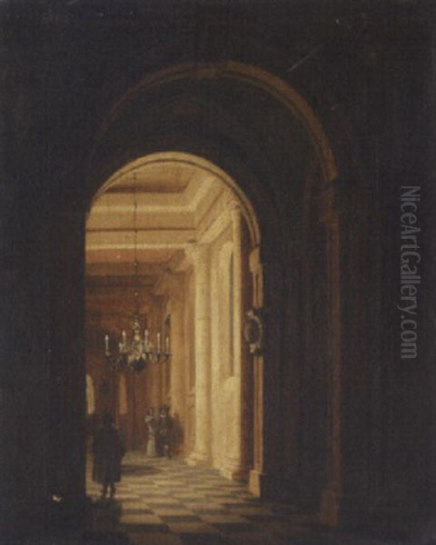 A Church Interior With Figures Oil Painting by Hendrick van Steenwyck the Elder