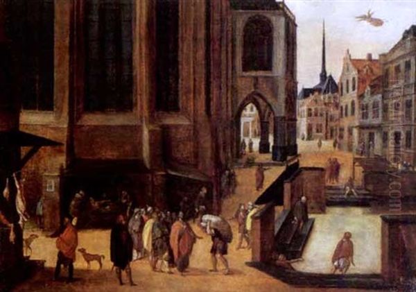 The Cathedral And Munster Square In Aix-la-chapelle Oil Painting by Hendrick van Steenwyck the Elder