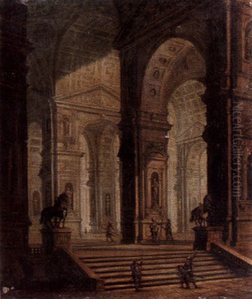 Palatsinterior Oil Painting by Hendrick van Steenwyck the Elder