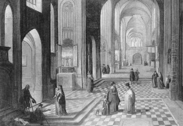 Scene D'interieur D'eglise Oil Painting by Hendrick van Steenwyck the Elder