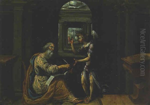 Saint Matthew And The Angel Oil Painting by Hendrick van Steenwyck the Elder