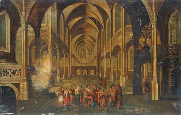 A Church Interior With Christ And The Woman Taken In Adultery Oil Painting by Hendrick van Steenwyck the Younger