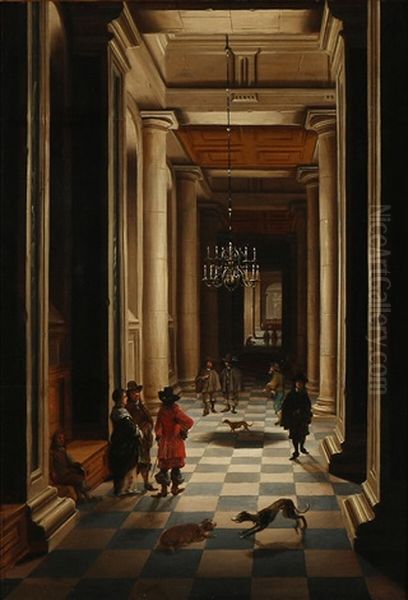 Interior From A Collonade Oil Painting by Hendrick van Steenwyck the Younger