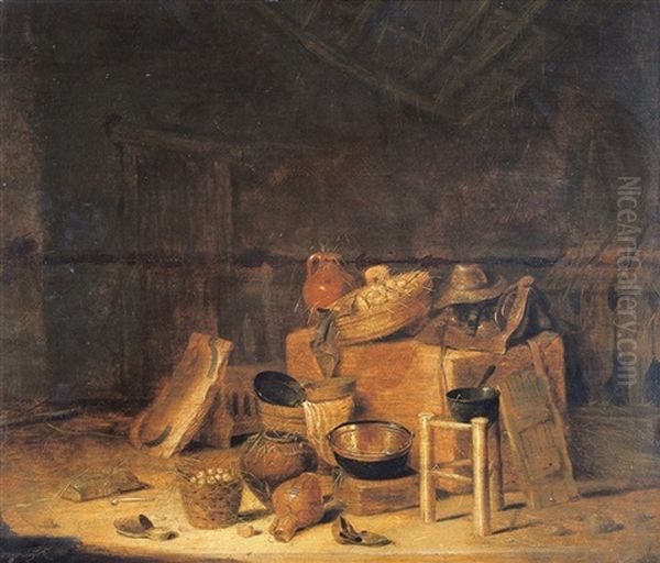 Stalinterieur Met Stilleven Oil Painting by Pieter van Steenwyck