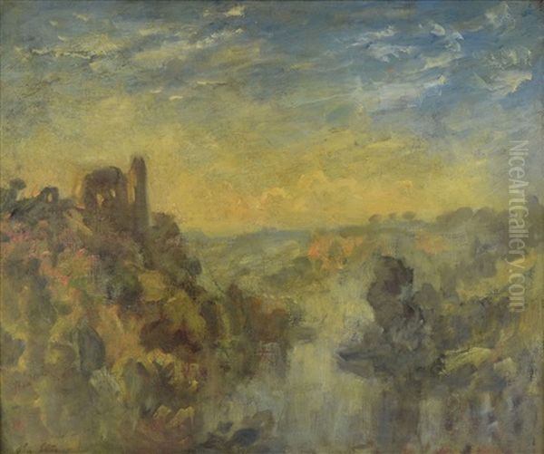 Misty Evening Near Knaresborough Oil Painting by Philip Wilson Steer