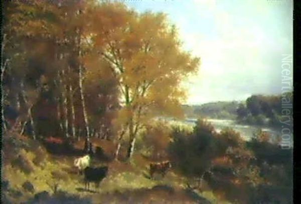 Bewaldete Isarlandschaft Oil Painting by Arnold Steffan