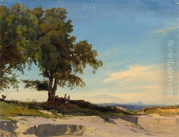 Landscape Study (probably Italy) Oil Painting by Johann Gottfried Steffan