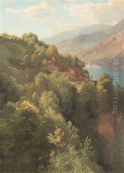 Am Walensee Bei Murg Oil Painting by Johann Gottfried Steffan