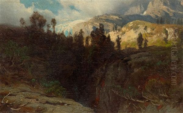 Before The Rosenlaui Glacier Oil Painting by Johann Gottfried Steffan