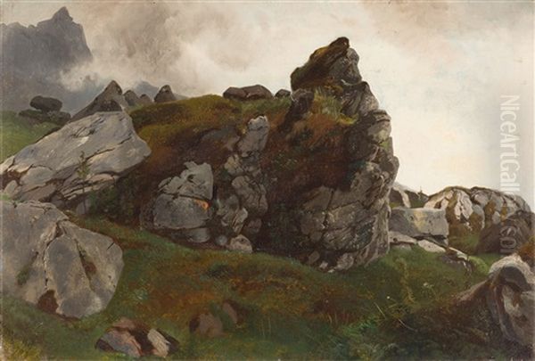 Felsen Im Gebirge Oil Painting by Johann Gottfried Steffan