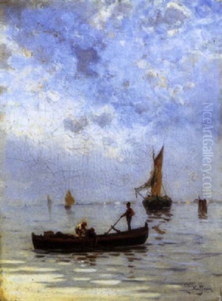 Pescatori In Laguna Oil Painting by Luigi Steffani