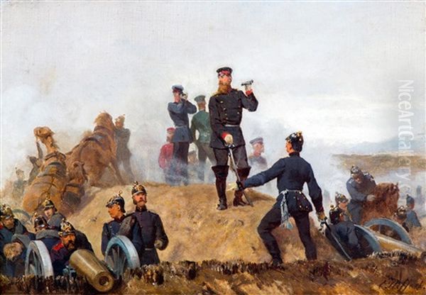 Scene From The Franco German War Oil Painting by Carl Constantin Steffeck