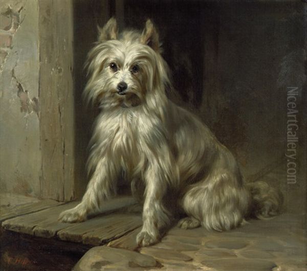 Sitzender Terrier Oil Painting by Carl Constantin Steffeck