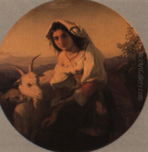 An Italian Peasant Girl Oil Painting by Franz Wilhelm Steffens