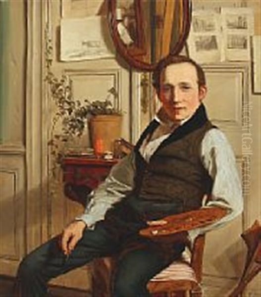 Portrait Of Frederick Sodring Oil Painting by Poul Steffensen