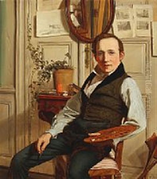 Portrait Of Frederick Sodring Oil Painting by Poul Steffensen