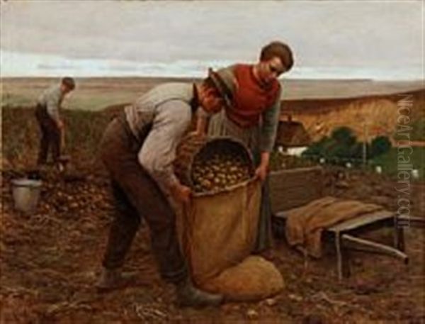 The Potato Harvest Oil Painting by Poul Steffensen