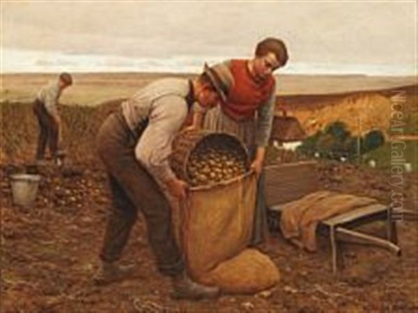 The Potato Harvest Oil Painting by Poul Steffensen