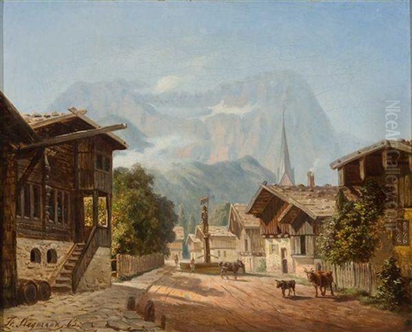 Blick In Die Fruhlingstrase In Garmisch Oil Painting by Franz Stegmann